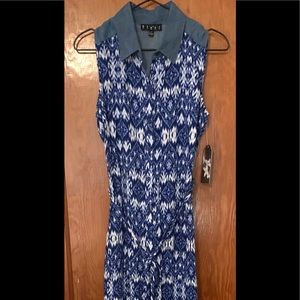 Bluet Denim Blue/White Print Dress Sz 6